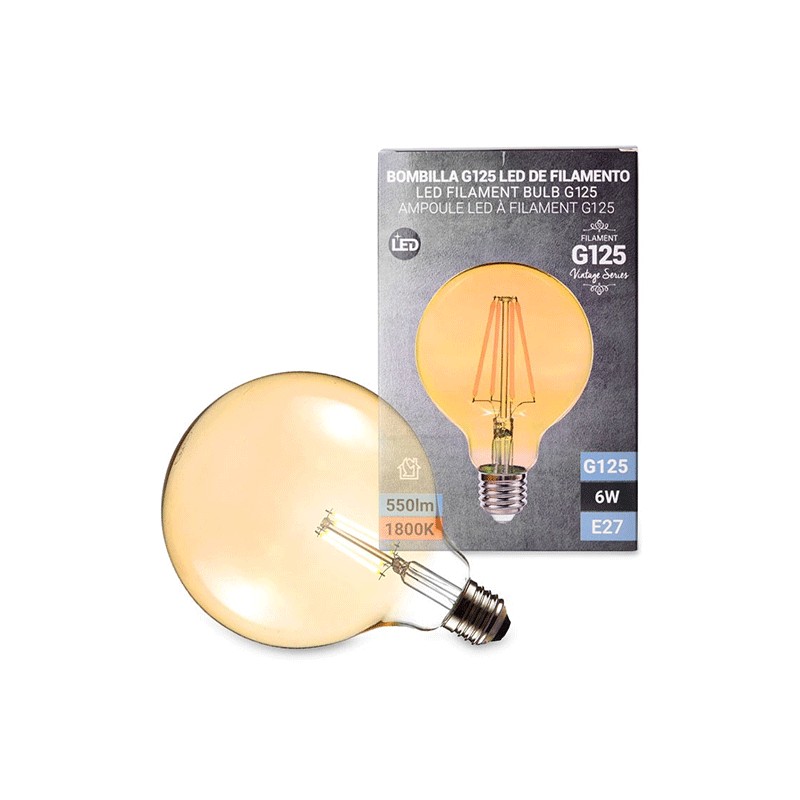 Ampoule LED E27 6W G125 Filament "Vintage Gold"