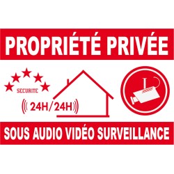 Panneau propriété privée sous audio vidéo surveillance - 300x200mm