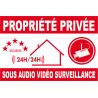 Panneau propriété privée sous audio vidéo surveillance - 300x200mm