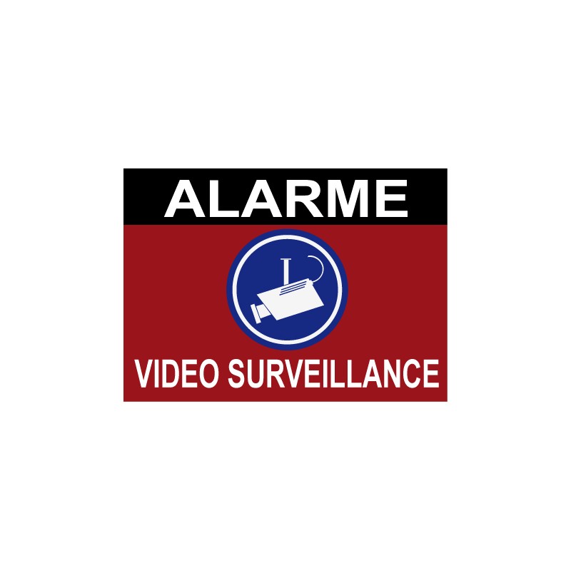 Panneau alarme vidéo surveillance avec picto 24h/24 - 160x100mm