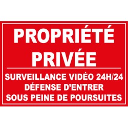 Panneau propriété privée surveillance vidéo 24h/24 - 160x100mm