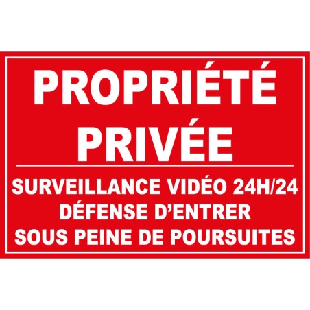 Panneau propriété privée surveillance vidéo 24h/24 - 160x100mm