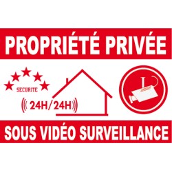 Panneau propriété privée sous vidéo surveillance 24h/24 - 130x100mm