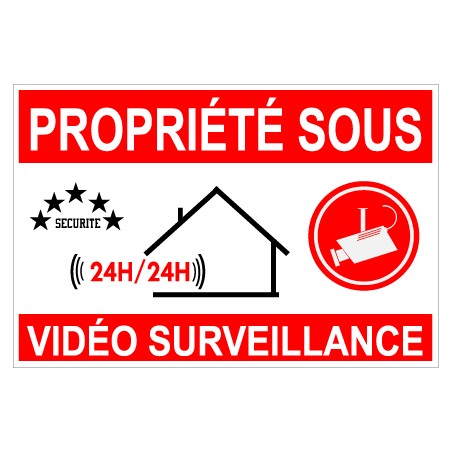 Panneau propriété sous vidéo surveillance 24h/24 - 160x100mm