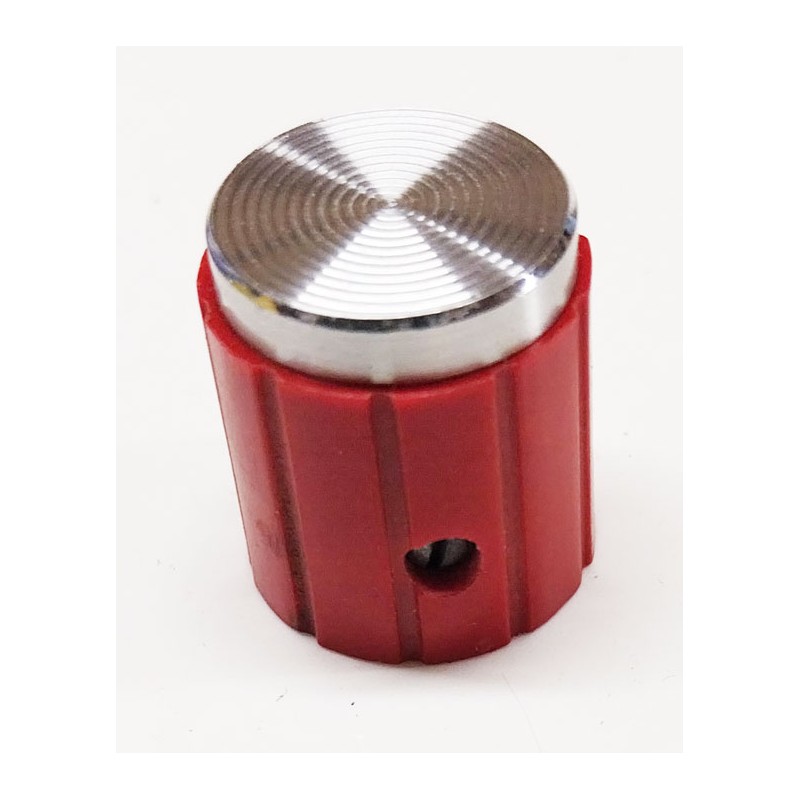 Bouton de potentiomètre axe 6mm a vis rouge